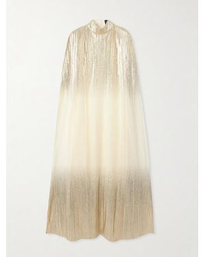 ‎Dima Ayad Set Aus Robe Und Cape Aus Plissiertem Tüll - Natur