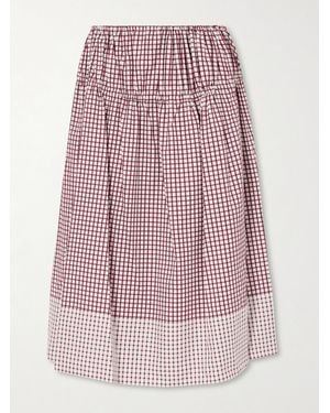 LIBEROWE Eve Tiered Checked Cotton Midi Skirt
