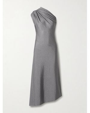 KHAITE Coast Asymmetric One-Shoulder Draped Lurex Dress - Gray