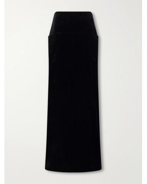 Alaïa Cotton-Velvet Midi Skirt - Black