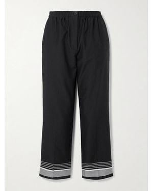 JOSEPH Tottenham Cropped Embroidered Cotton-Blend Straight-Leg Trousers - Black