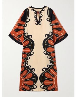 La DoubleJ Mother Printed Silk-Twill Kaftan - Natural