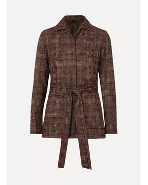 Akris Belted Checked Wool Jacket - Brown