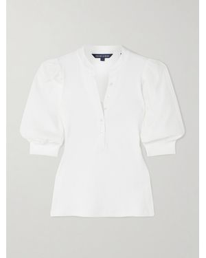 Veronica Beard Coralee Bluse Aus Geripptem Stretch-Pima-Baumwoll-Jersey Und Popeline - Weiß