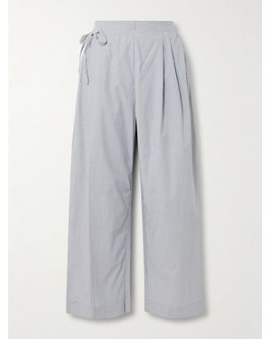 Deiji Studios Striped Organic Cotton-Poplin Wide-Leg Trousers - Grey
