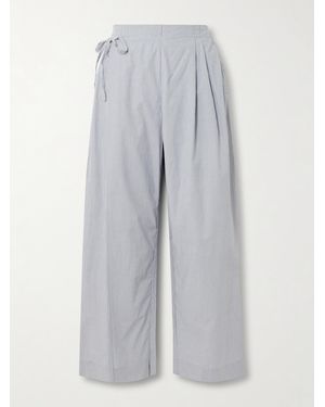 Deiji Studios Striped Organic Cotton-Poplin Wide-Leg Pants - Gray