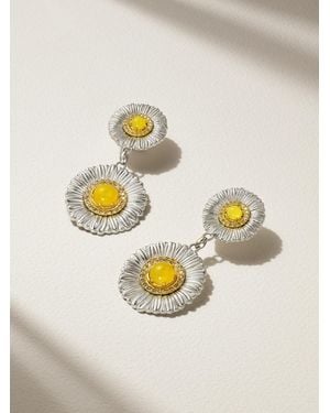 Buccellati Daisy-Plated Sterling, Agate And Diamond Earrings - Metallic