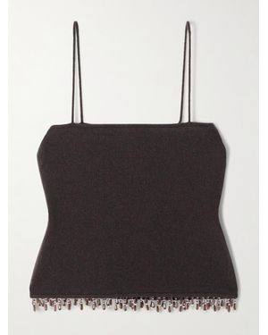 Bode Fringed Bead-Embellished Wool And Cashmere-Blend Top - Black