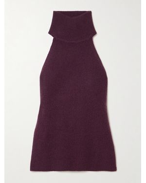 Lisa Yang Freya Ribbed Cashmere Turtleneck Tank - Purple