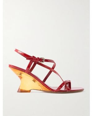 Dries Van Noten Sandalen Aus Lackleder Mit Keilabsatz - Pink