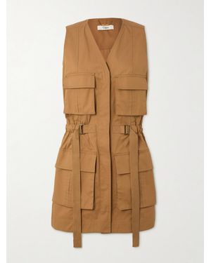 Chloé Buckled Cotton-Twill Vest - Natural