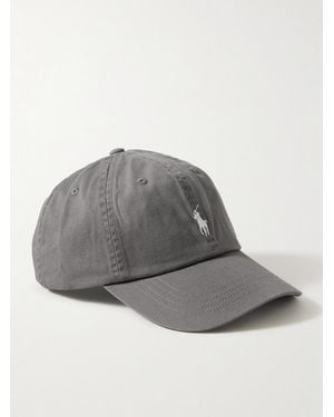 Polo Ralph Lauren Embroidered Cotton-Twill Cap - Gray