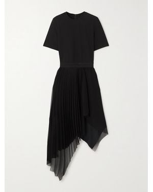 Givenchy Asymmetric Stretch-Jersey And Pleated Georgette Dress - Black