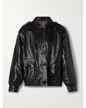 Blazé Milano Charlie Snake-Effect Leather Jacket - Black