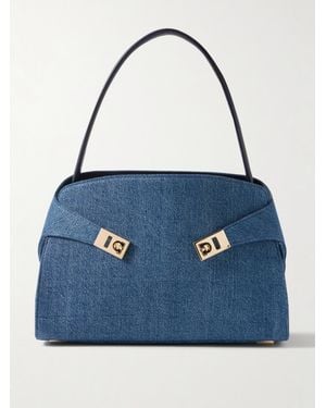 Ferragamo Hug Kleine Tote Aus Denim - Blau