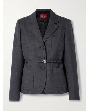 Gucci Blazer Aus Grain De Poudre Aus Wolle - Schwarz