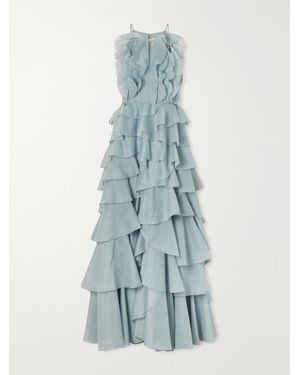 Aje. Cleo Ruffled Tiered Organza Gown - Blue
