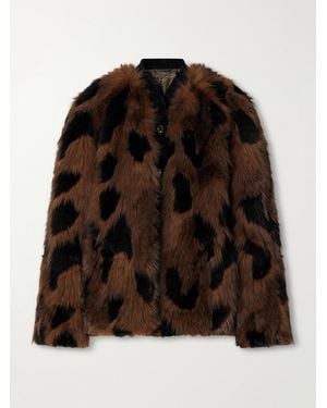 Blazé Milano Chausie Leopard-Pattern Velvet-Trimmed Plush Jacket - Brown