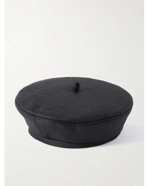 Ruslan Baginskiy Pinstriped Wool-Blend Beret - Schwarz