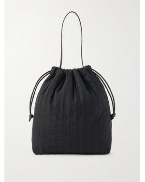 Valesque Bonnet Leather-Trimmed Quilted Nylon Shoulder Bag - Black