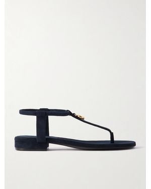 Loro Piana Mindil Embellished Suede Sandals - Blue