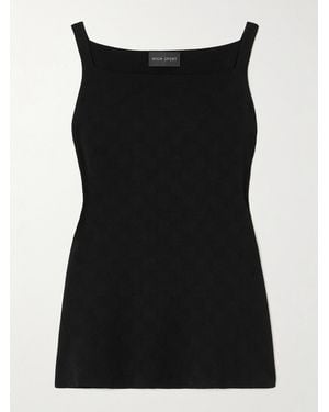 High Sport Asher Checked Jacquard-Knit Top - Black