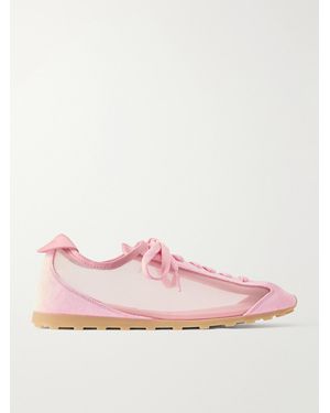 Jacquemus Les Tennis Suede And Leather Trimmed Mesh Trainers - Pink