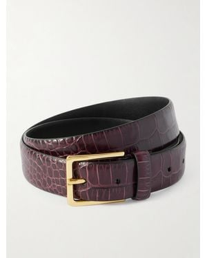 Anderson's Croc-Effect Leather Belt - Brown