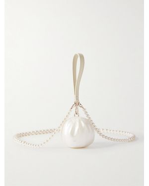 Simone Rocha Egg Dumpling Embellished Leather-Trimmed Acrylic Clutch - Natural