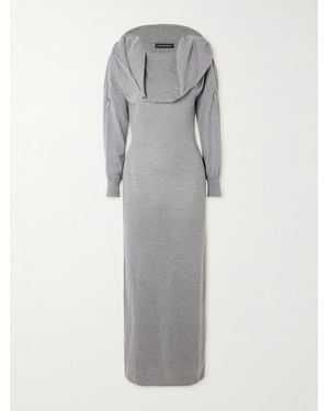 Y. Project Hooded Zip-Detailed Merino Wool Maxi Dress - Grey