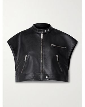 Halfboy Cropped Leather Vest - Black