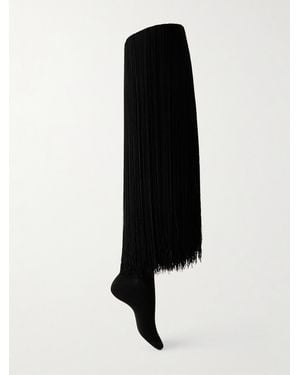Alaïa Fringed Knit High Socks - Black