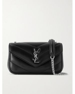 Saint Laurent Loulou Mini Schultertasche Aus Gestepptem Leder - Schwarz