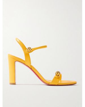 Christian Louboutin Atmospheria 85 Mm Sandalen Aus Leder Mit Verzierungen - Mettallic