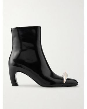 Tory Burch Pierced Xl Embellished Leather Ankle Boots - Black