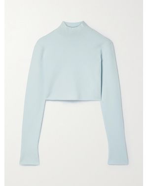 LAPOINTE Cropped Stretch-Knit Top - Blue