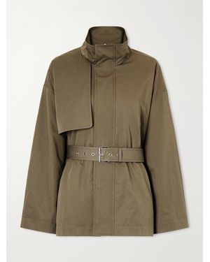 FRAME The Short Field Belted Cotton-Twill Jacket - Green
