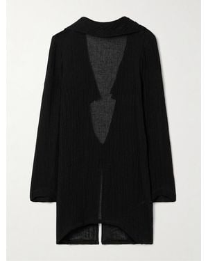 Lisa Marie Fernandez Open-Back Ruffled Linen-Blend Gauze Tunic - Black