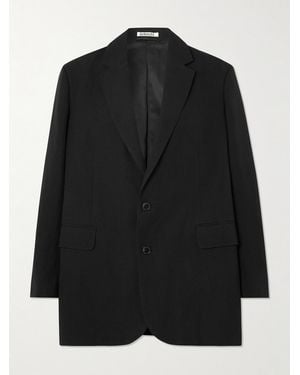 AURALEE Oversized Wool, Cotton And Linen-Blend Oxford Blazer - Black