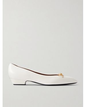 Versace Medusa-Embellished Leather Ballet Flats - Natural
