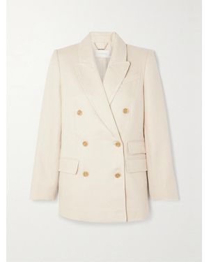 Zimmermann Matchmaker Double-Breasted Whipstitched Linen Blazer - Natural