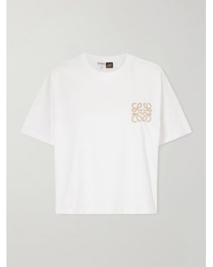 Loewe Paula's Ibiza Logo-Embroidered Cotton-Jersey T-Shirt - Weiß