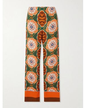 Borgo De Nor Pantalon Large En Crêpe Imprimé Havana - Orange
