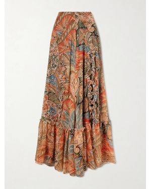 Etro Printed Silk Maxi Skirt - Weiß