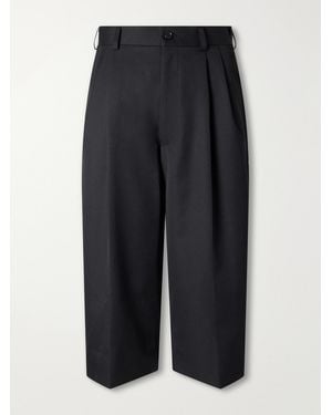 Comme des Garçons Cropped Pleated Gabardine Wide-Leg Trousers - Blue