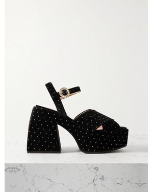 NODALETO Bulla Joni Crystal-Embellished Velvet Platform Sandals - Black
