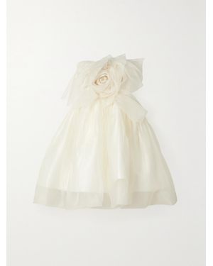 Danielle Frankel Lottie Trägerloses Minikleid Aus Seidenorganza Mit Applikation - Weiß
