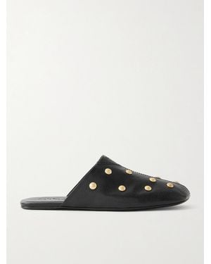 Chloé Studded Textured-Leather Slip-Ons - Schwarz