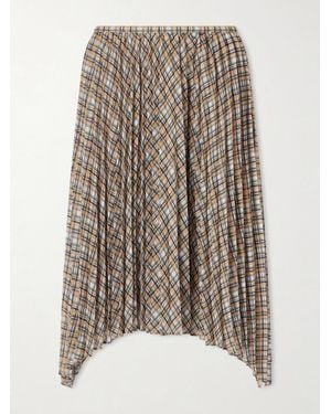 Acne Studios Asymmetric Pleated Checked Chiffon Midi Skirt - Gray