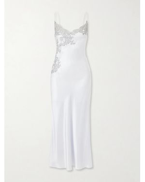 Carine Gilson Lace-Embroidered Silk Midi Dress - White